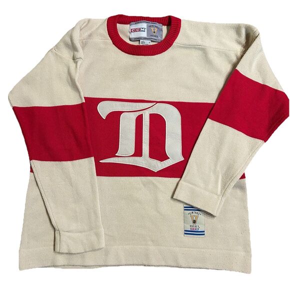 Vintage Detroit Red Wings CCM Jersey Sweater - Men's L - Acrylic Throwback - Picture 1 of 8